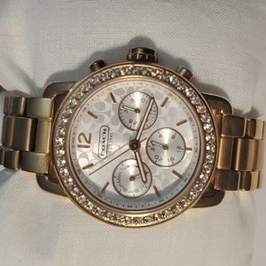 Coach Gold-Tone Crystal Bezel Chronograph Watch